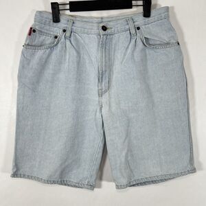 Vintage Bugle Boy Denim Jean Shorts Jorts Mens 34 (32x10 Actual) Blue Light Wash
